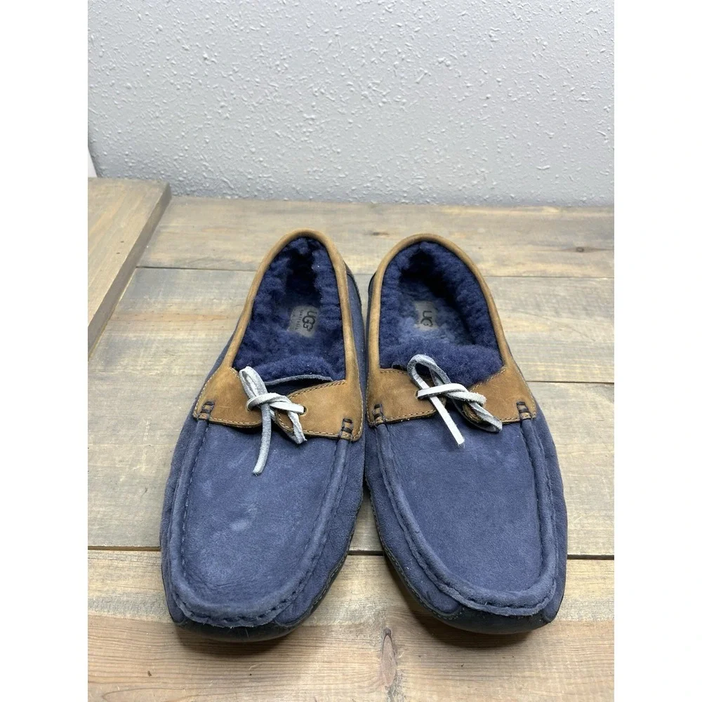UGG Men's‎ Australia sz 10 Moccasin/Loafers Blue Suede Shearling Slippers shoes